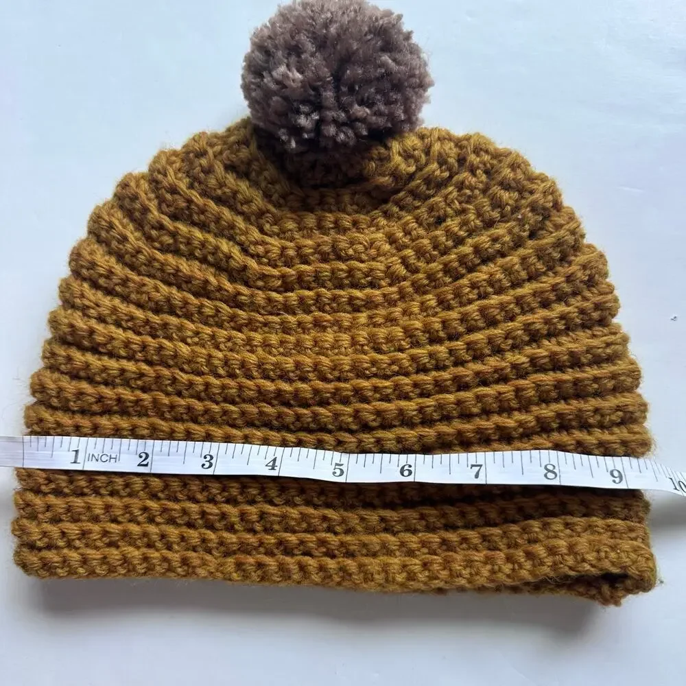 Cozy Yellow Knit Beanie with Pom Pom - Perfect for Winter!